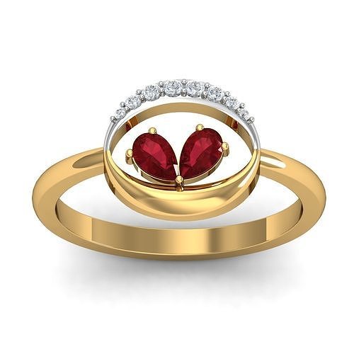 Round Pear Ruby Ring 3D print model