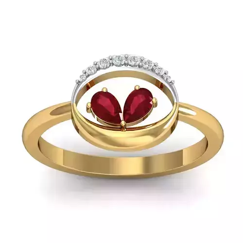 Round Pear Ruby Ring 3D print model