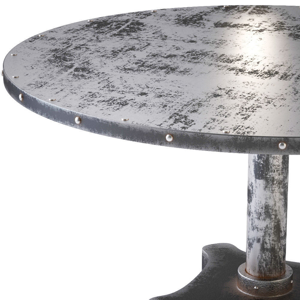 Viktor Industrial Solid Metal and Cast Iron Dining Table 3D model_3