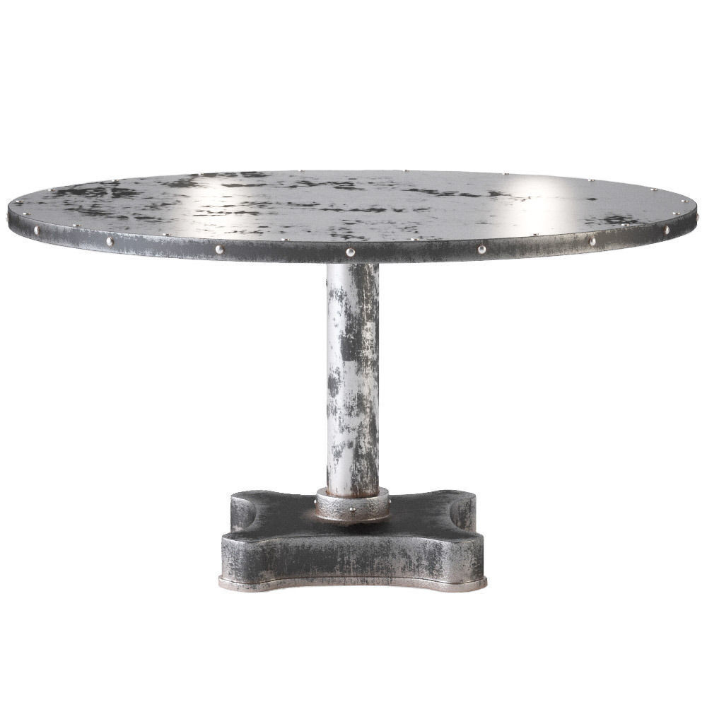 Viktor Industrial Solid Metal and Cast Iron Dining Table 3D model_2