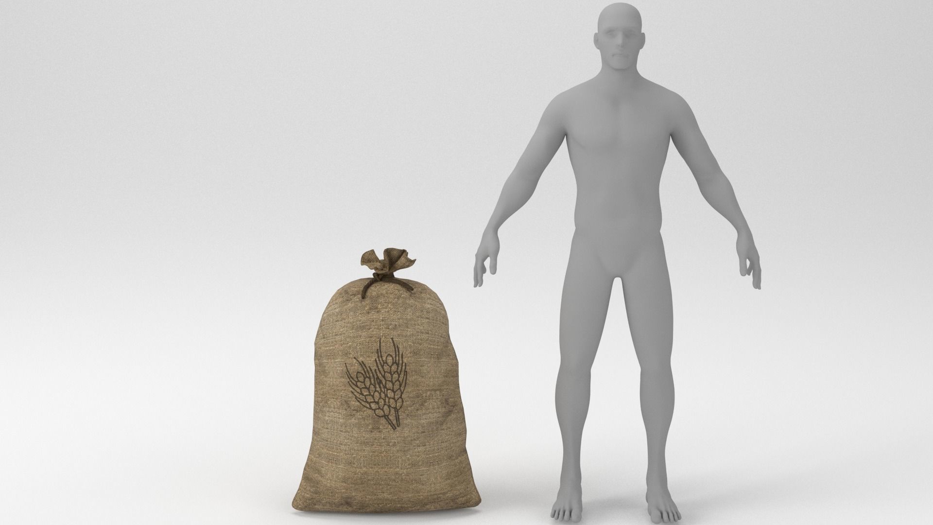 Food Sack Grain Tied 3D Model Low-poly 3D model_6