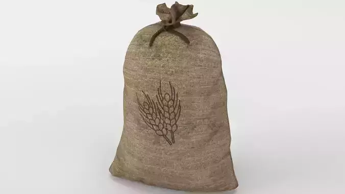 Food Sack Grain Tied 3D Model Low-poly 3D model