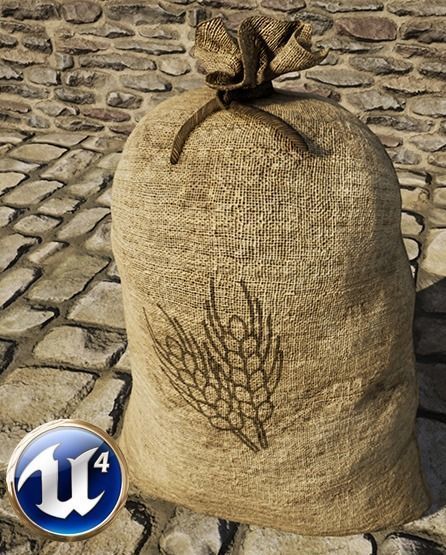 Food Sack Grain Tied 3D Model Low-poly 3D model_9