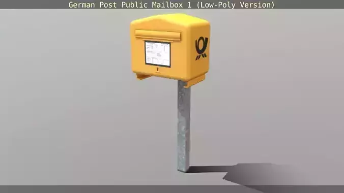 German Post Public Mailbox 1 Low-Poly Version  Low-poly 3D model