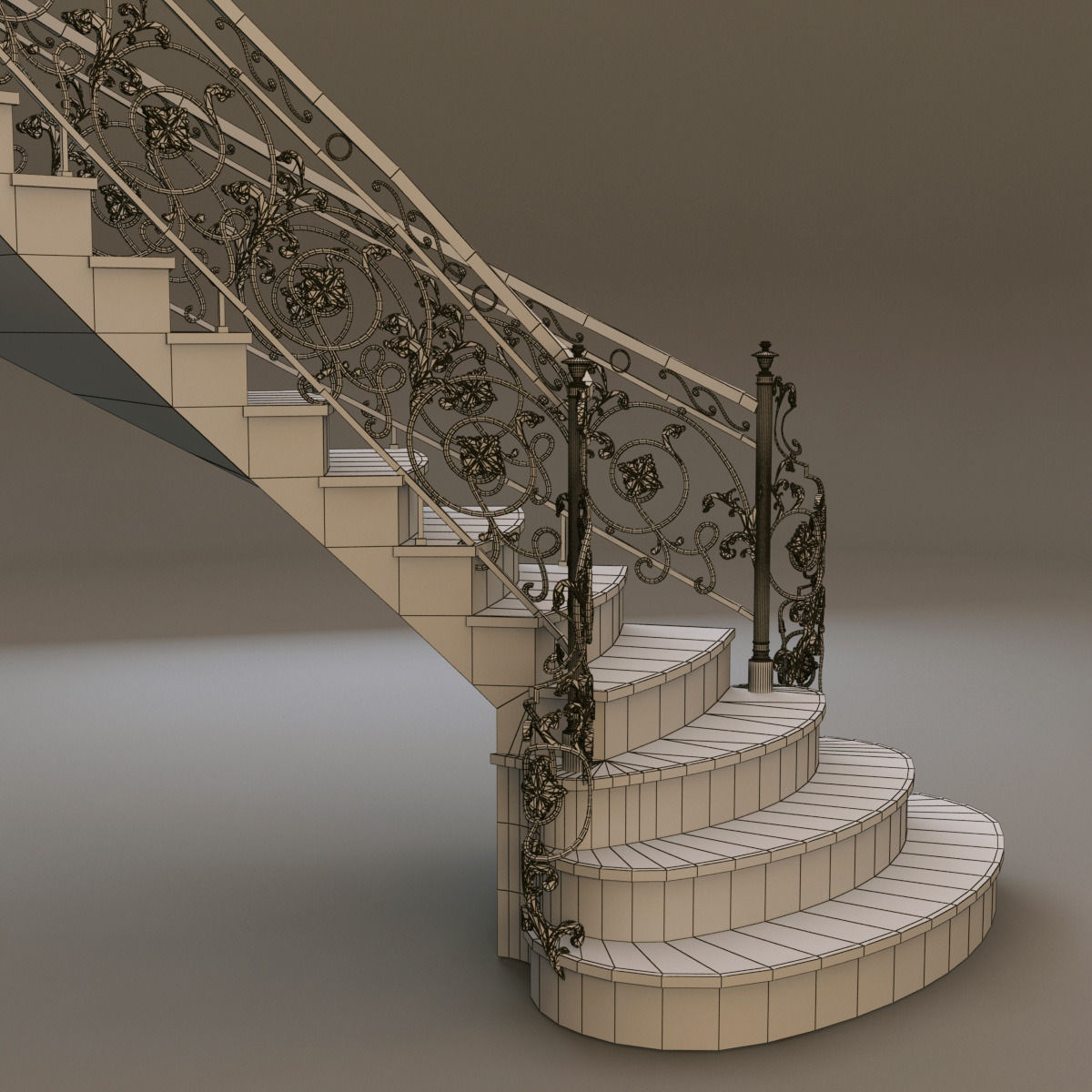 classical Staircase 3D model_4