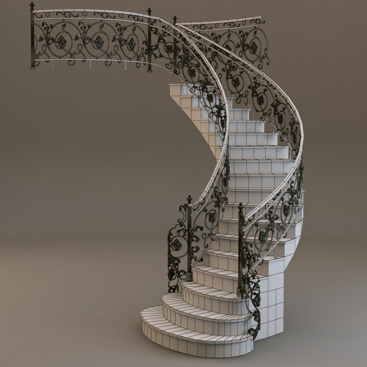 classical Staircase 3D model_6
