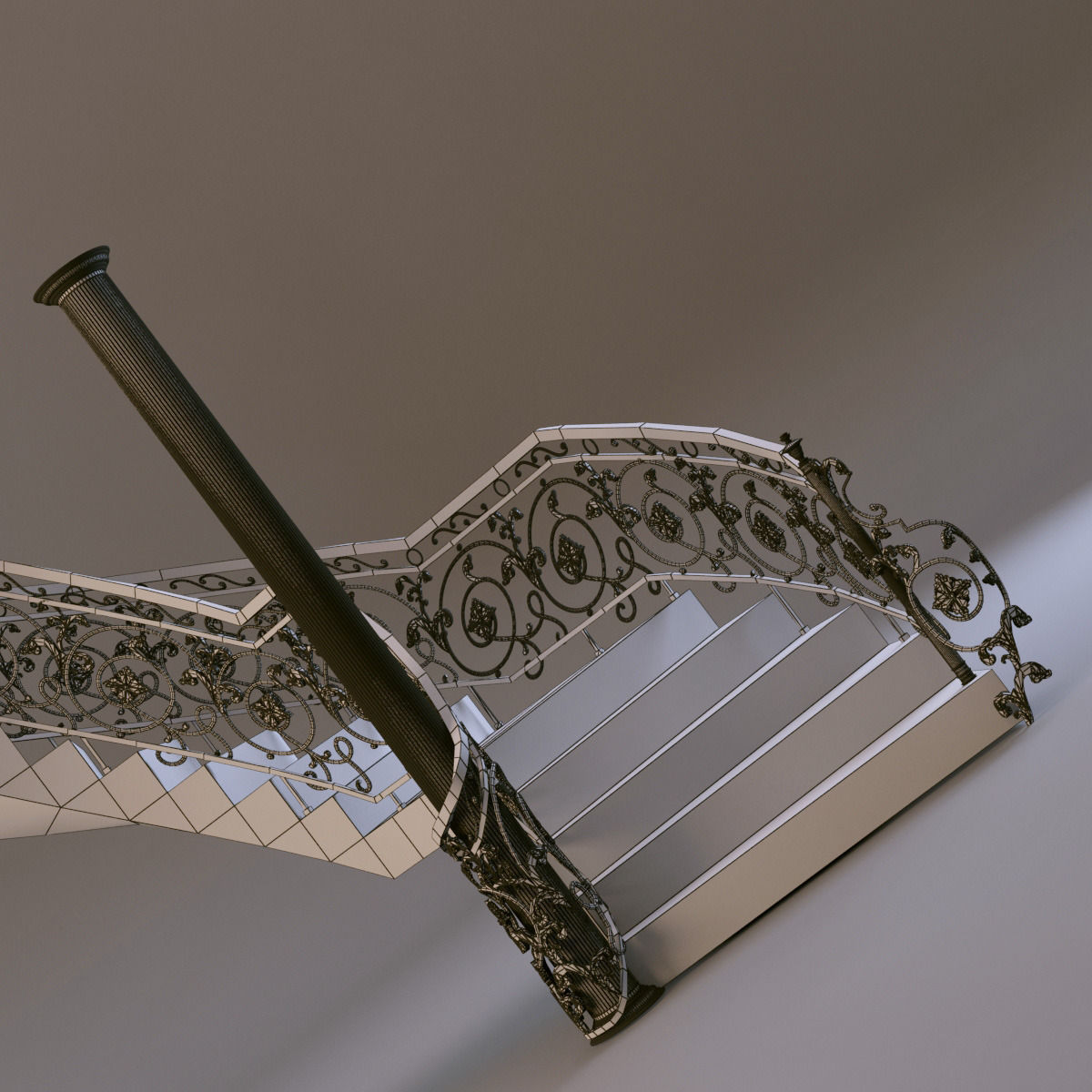 classical staircase 2 3D model_4