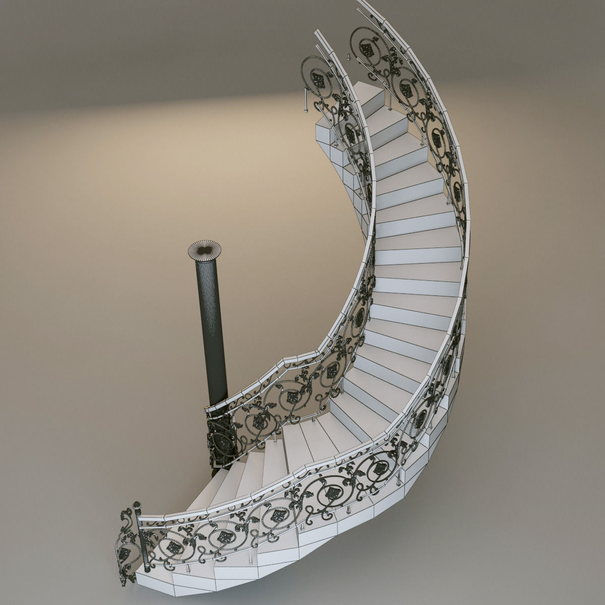 classical staircase 2 3D model_7