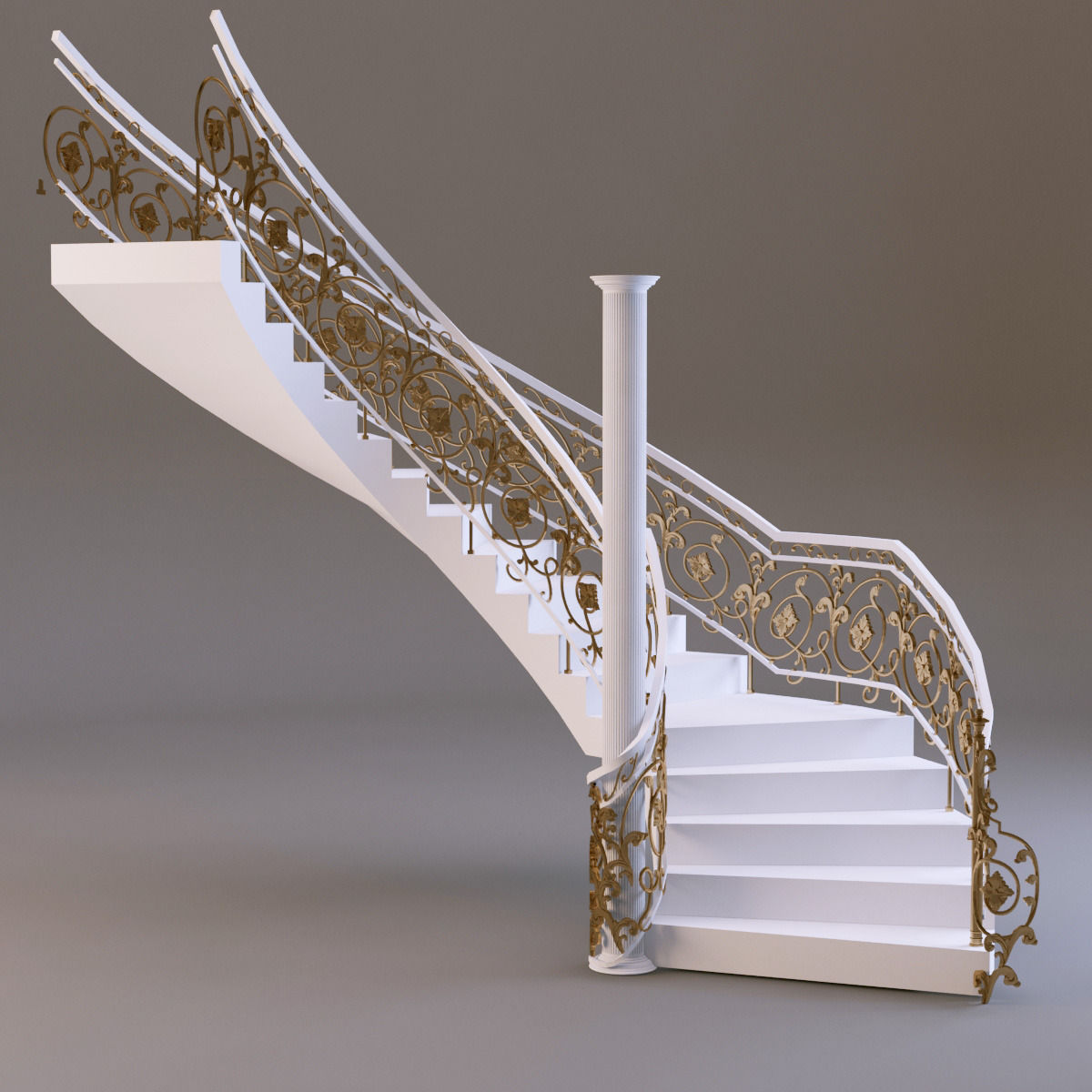 classical staircase 2 3D model_1