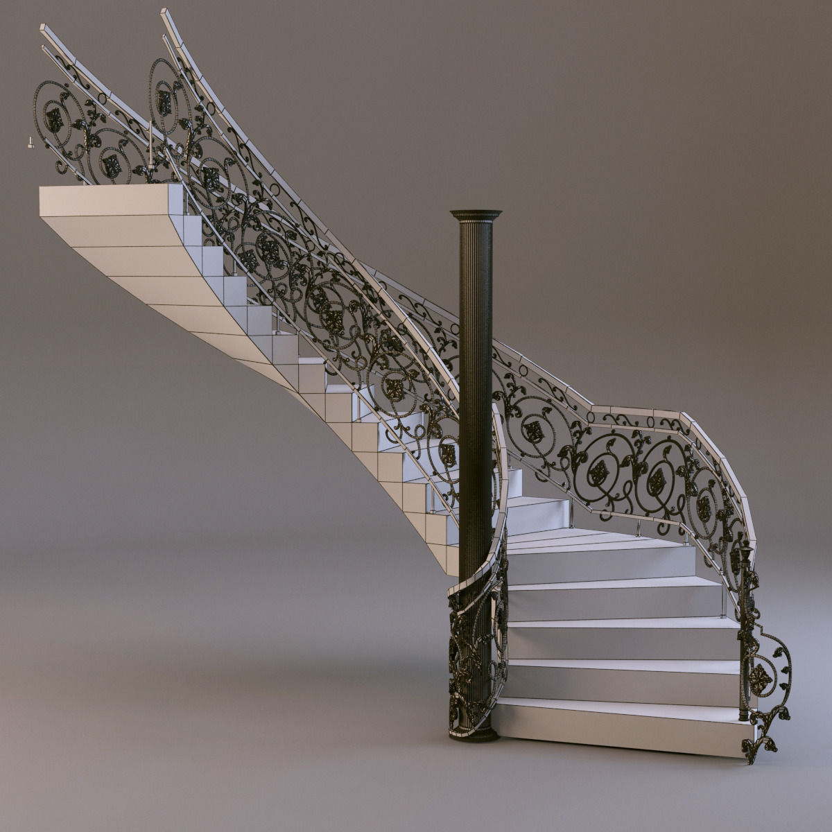 classical staircase 2 3D model_5