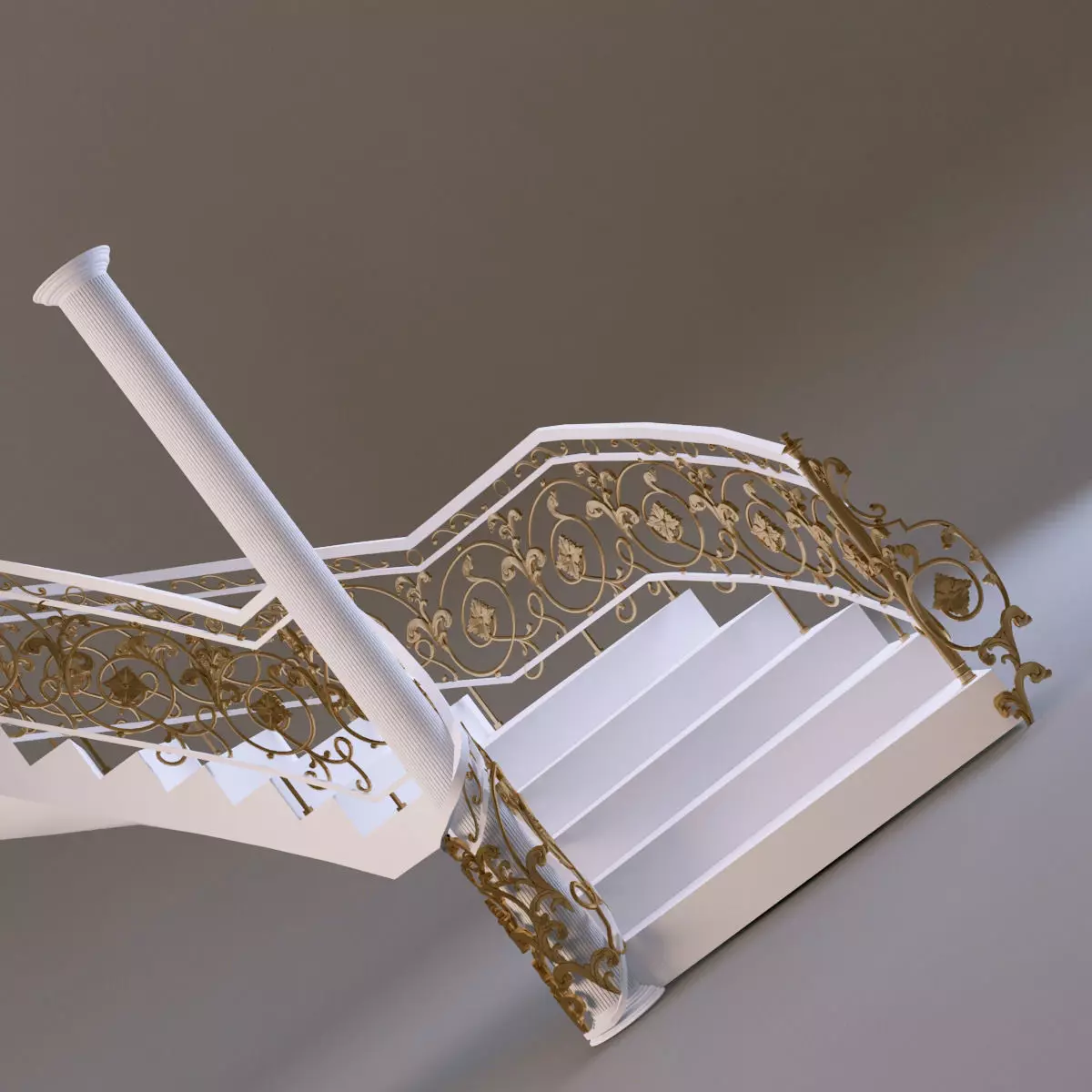 classical staircase 2 3D model_0