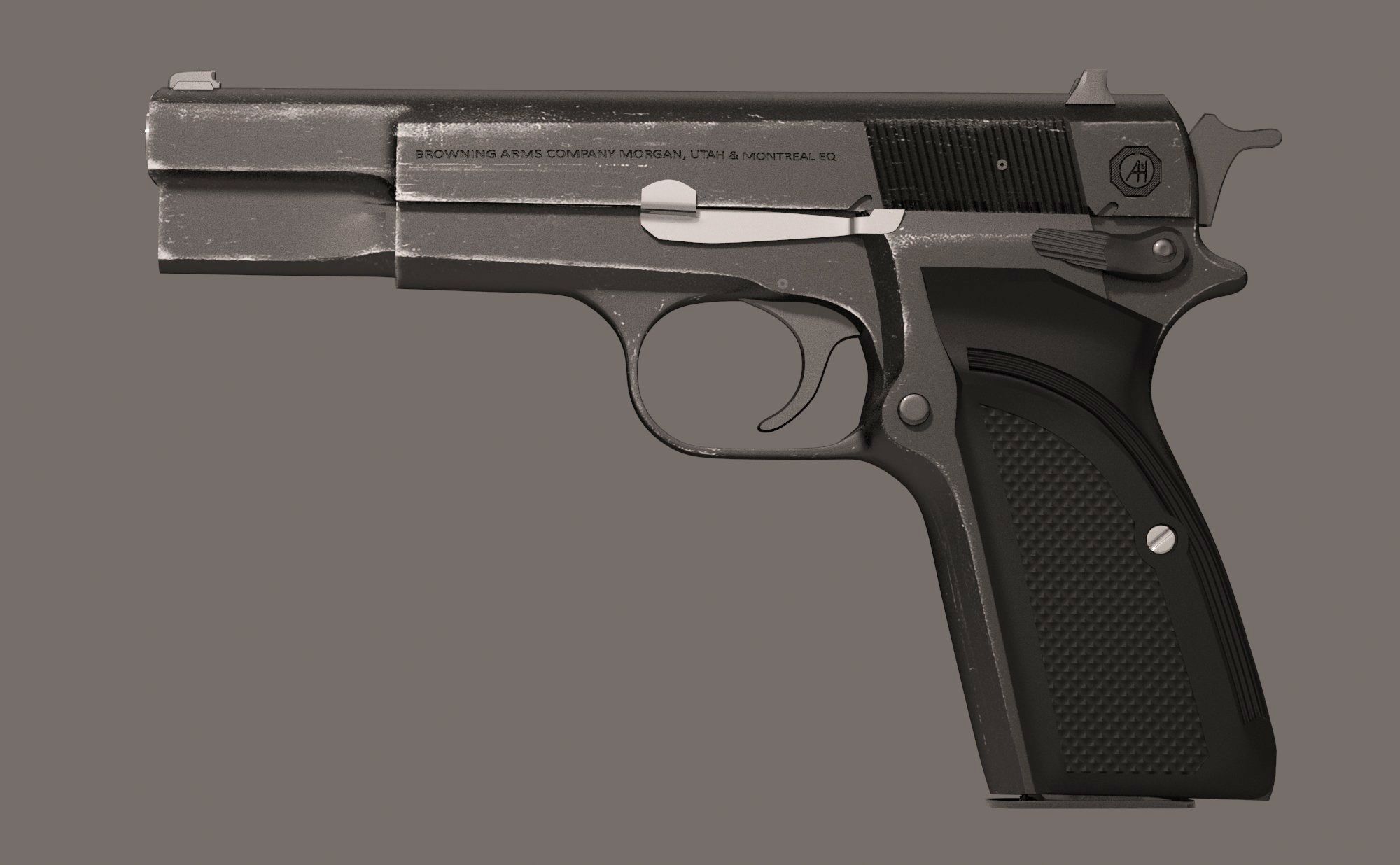 M3 Browning Hand gun 3D model_2