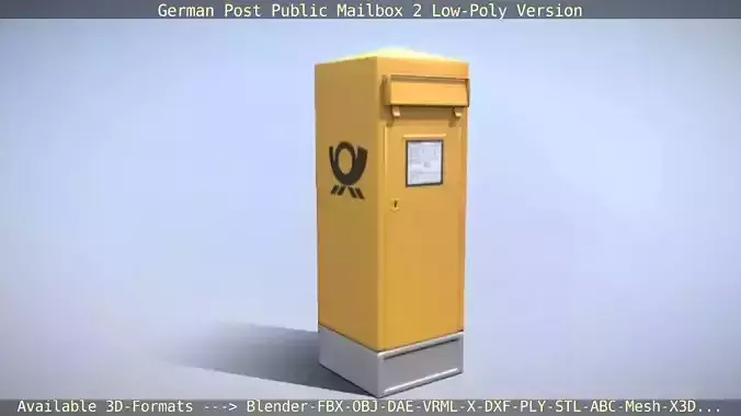 German Post Public Mailbox 2 Low-Poly Version Low-poly 3D model