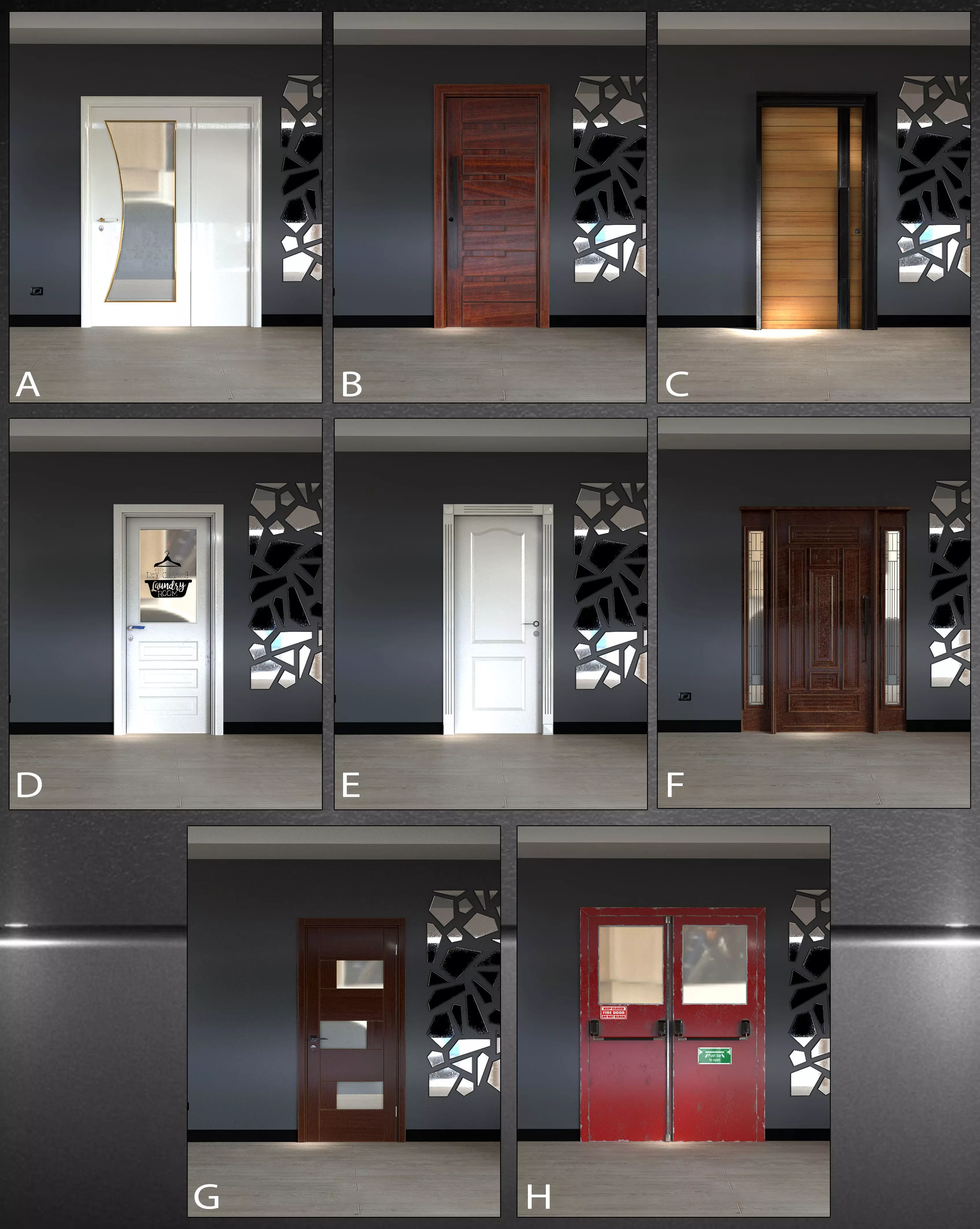 Echise Bruno - Door Set Low-poly 3D model_0