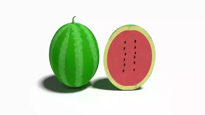 Low Poly Cartoon Watermelon Low-poly 3D model