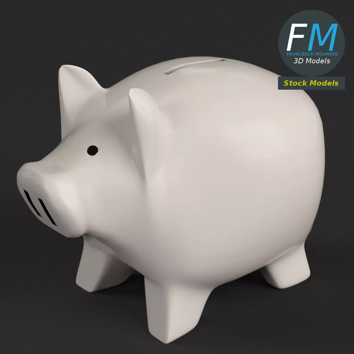 Piggy bank money box 3D model_0
