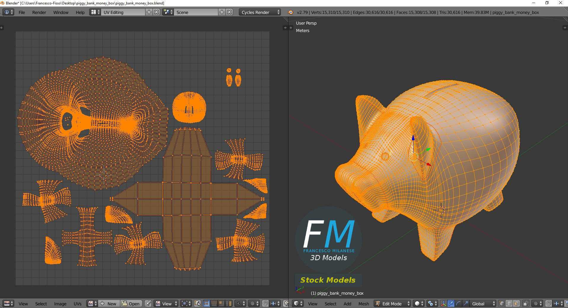 Piggy bank money box 3D model_10