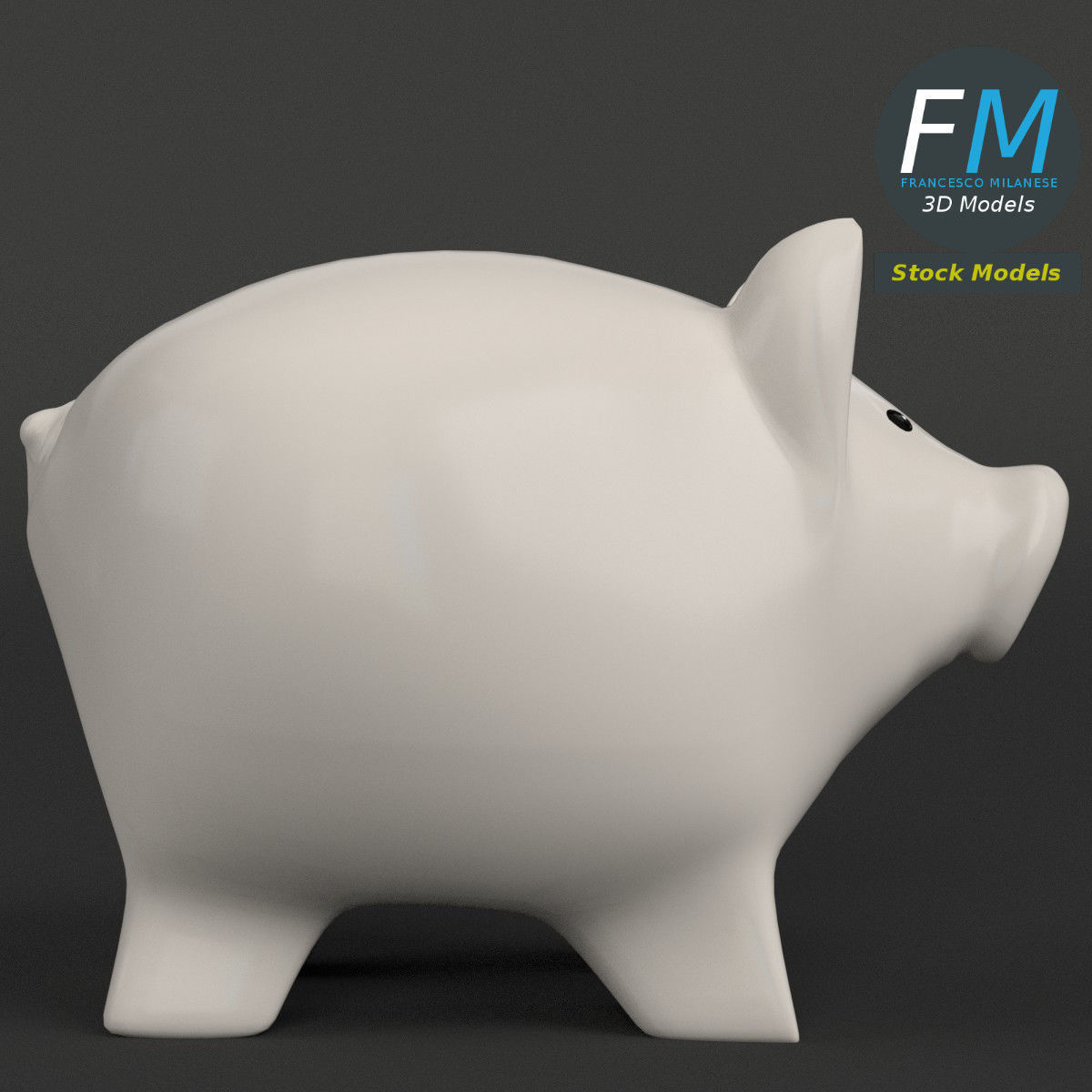 Piggy bank money box 3D model_4
