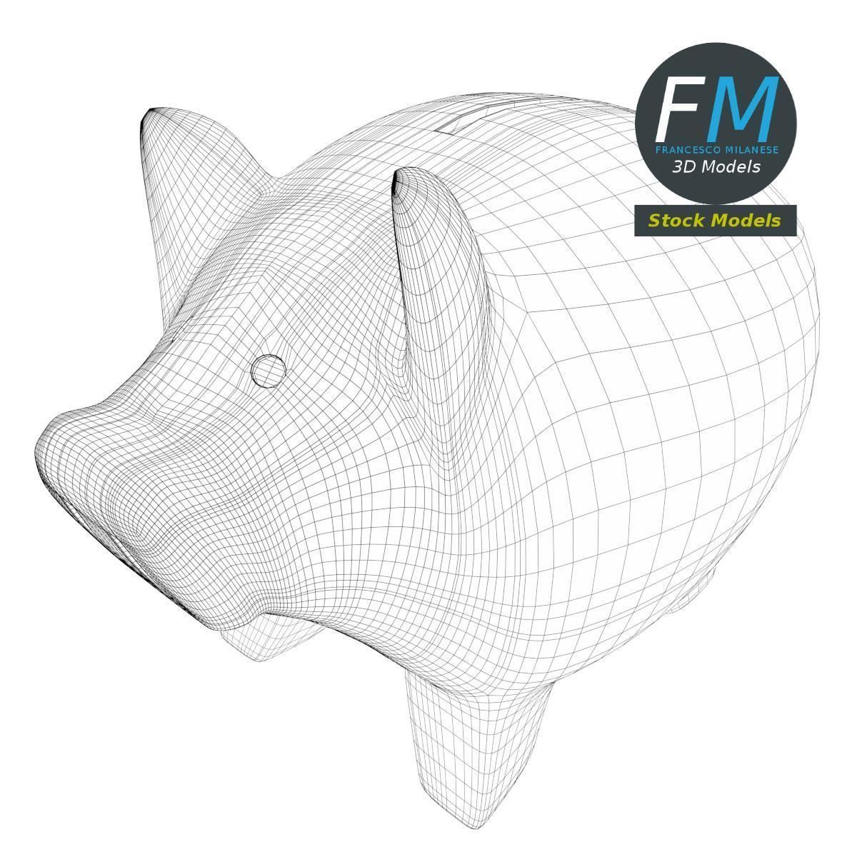 Piggy bank money box 3D model_7