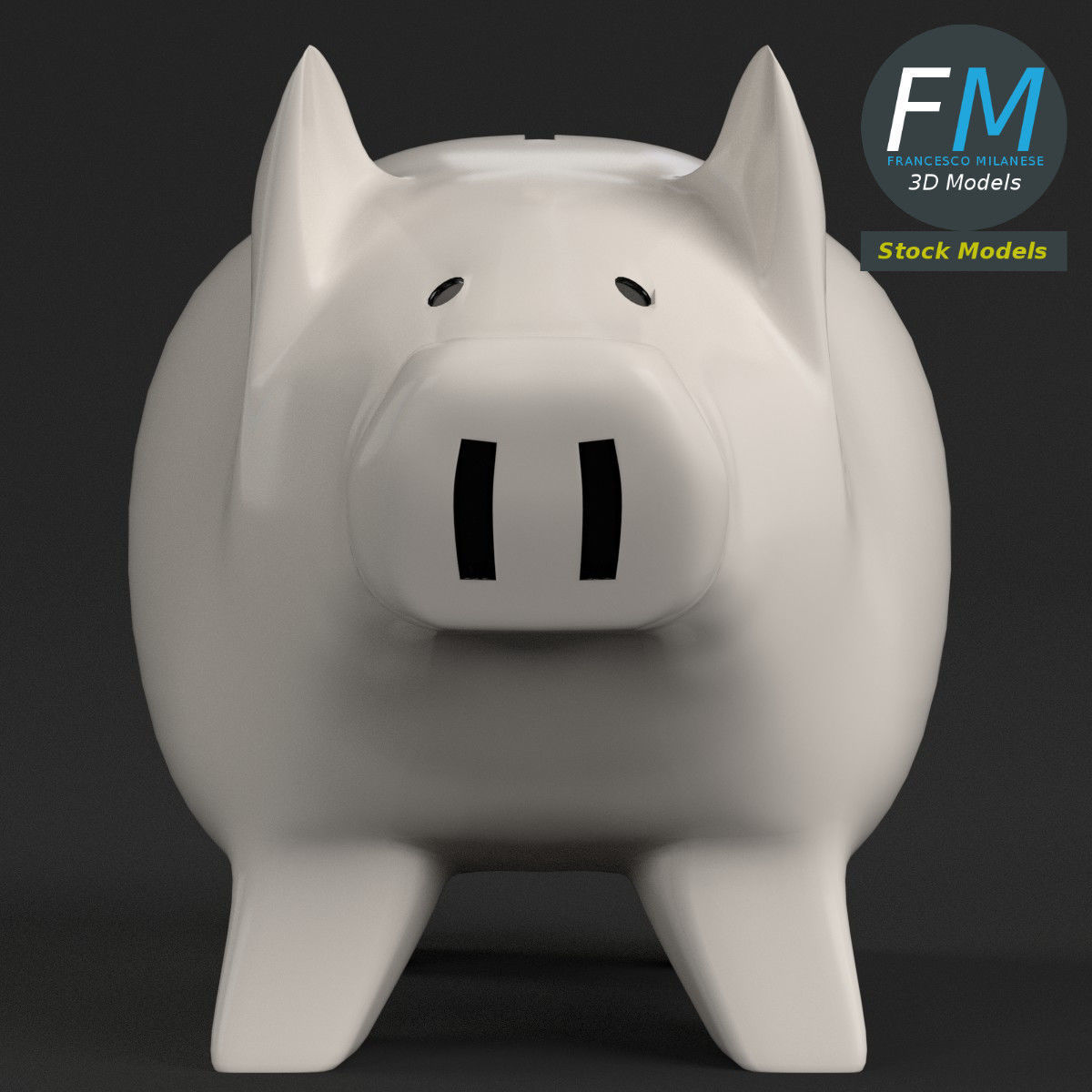 Piggy bank money box 3D model_3