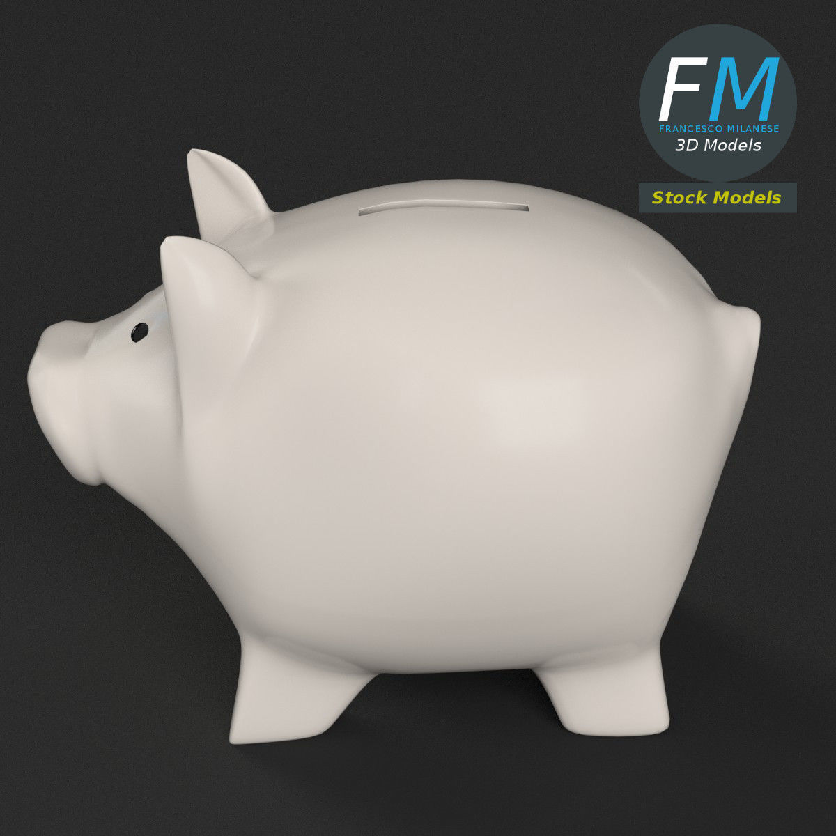 Piggy bank money box 3D model_2