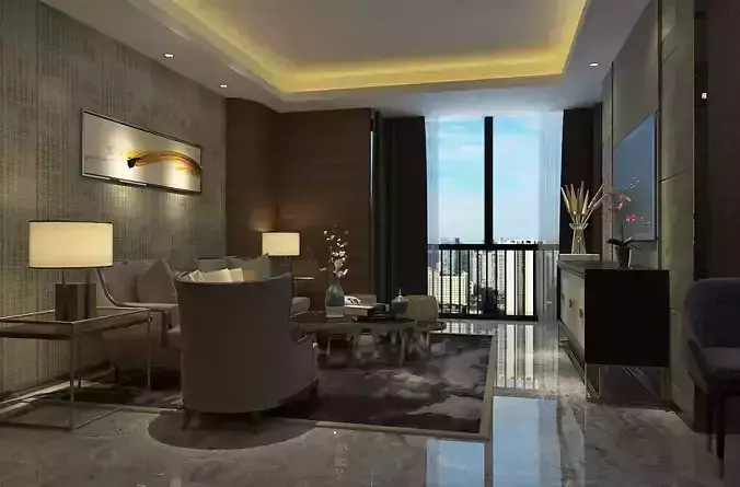 Modern Luxury Hotel Suite Living Room Design