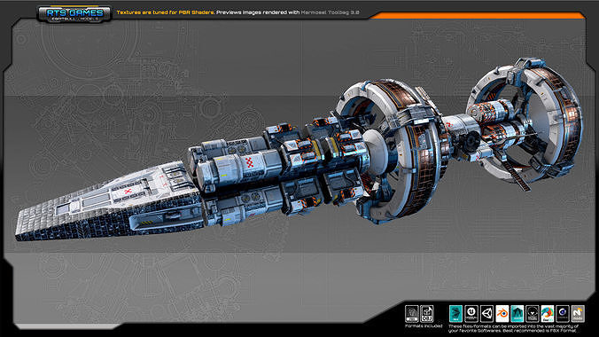 MODULAR Colony StarShip CF3 Low-poly 3D model