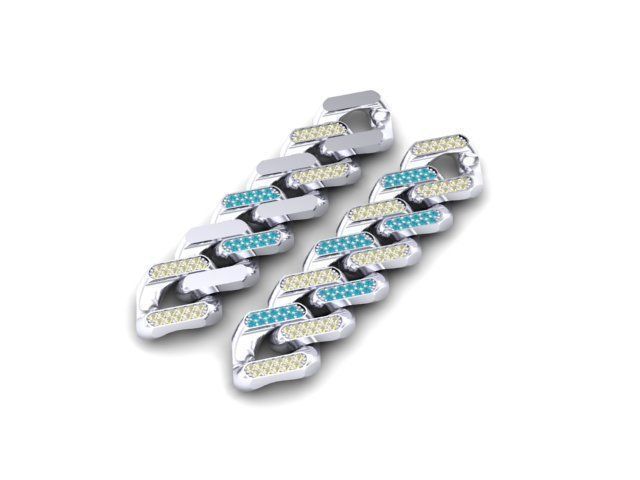 cuban chain  necklace bracelet STL  3D model_3