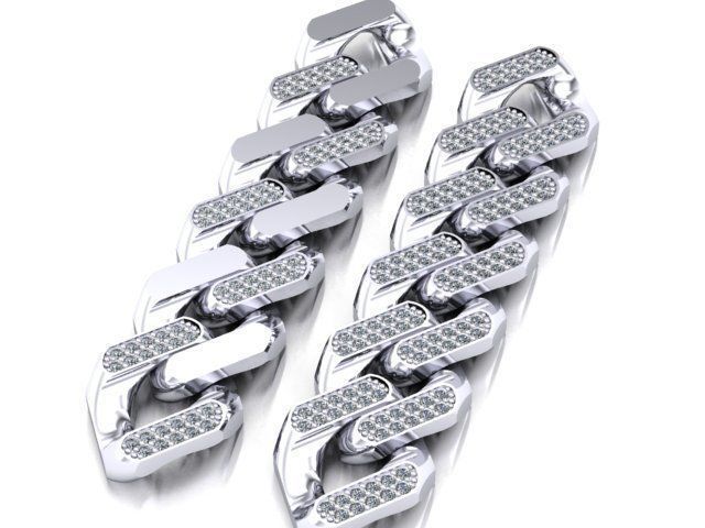 cuban chain  necklace bracelet STL  3D model_4