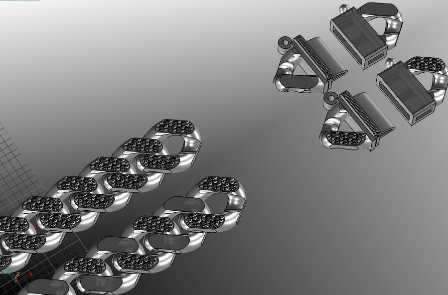 cuban chain  necklace bracelet STL  3D model_11