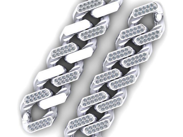 cuban chain  necklace bracelet STL  3D model_5