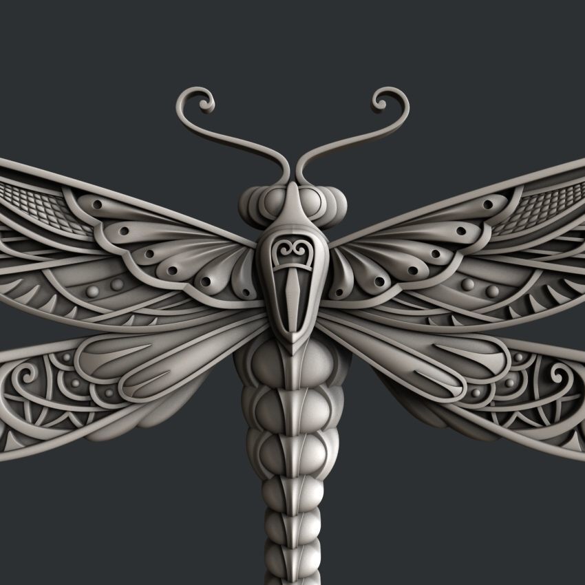 3d STL models for CNC router and 3d printer dragonfly 3D model_1