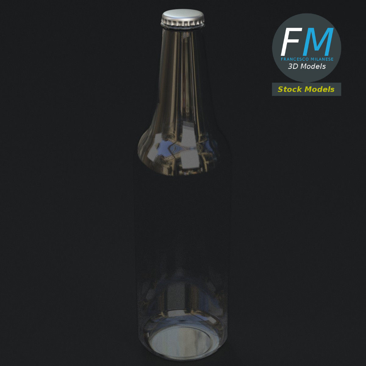Empty beer bottle 3D model_2