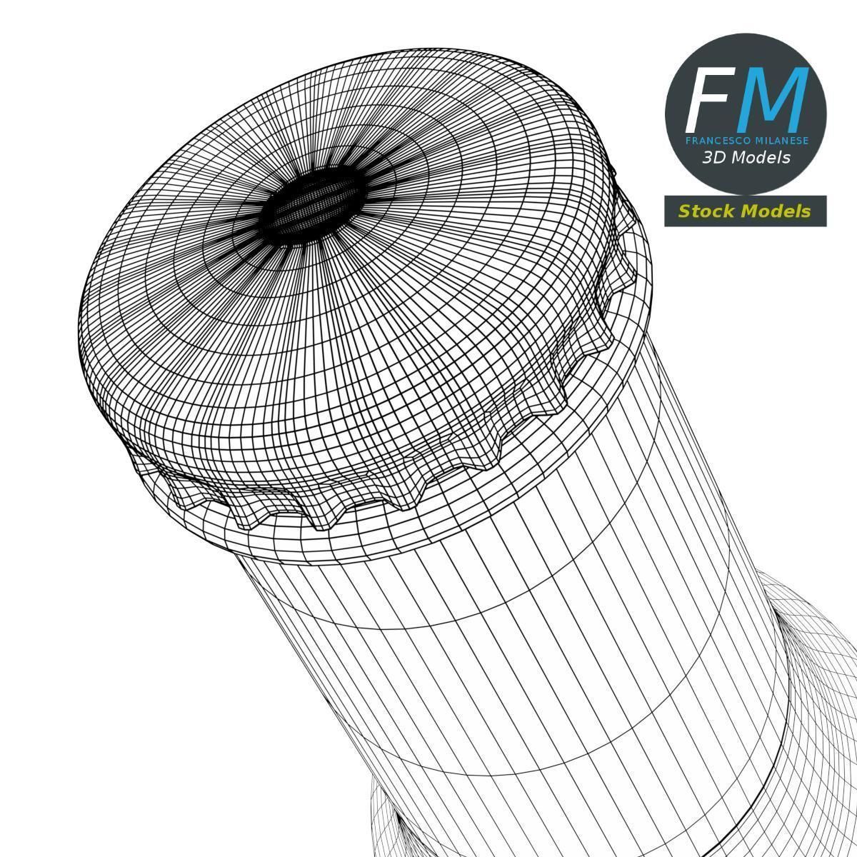 Empty beer bottle 3D model_8