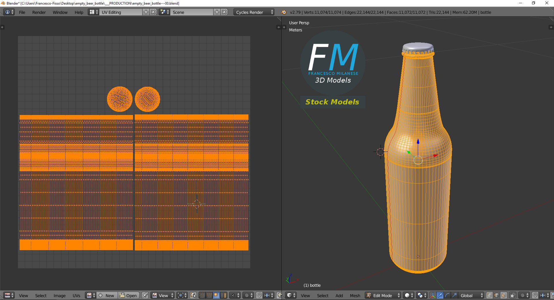 Empty beer bottle 3D model_10