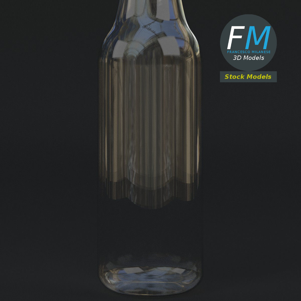 Empty beer bottle 3D model_4
