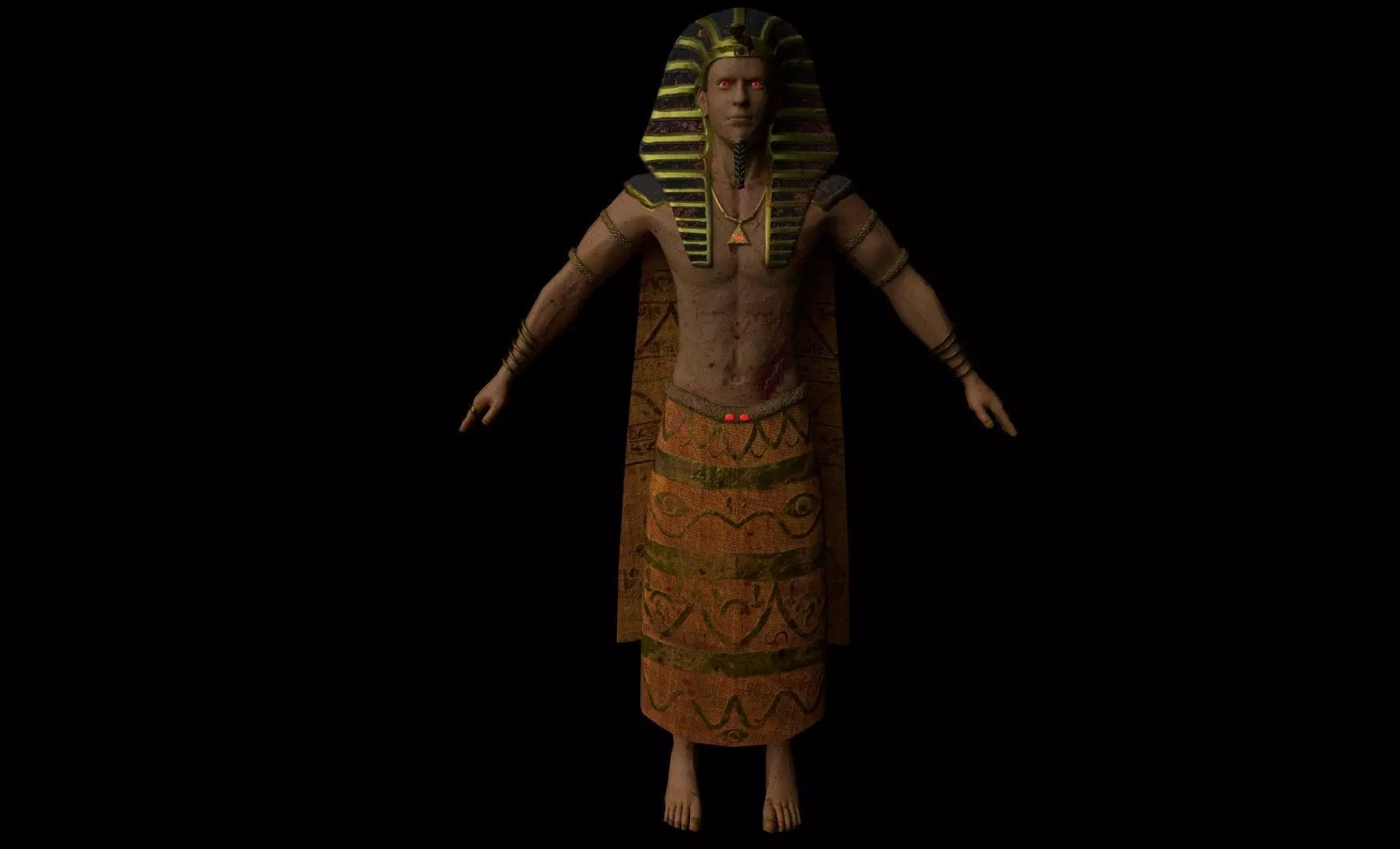 Pharaoh Entity rigged and animated Low-poly 3D model_0