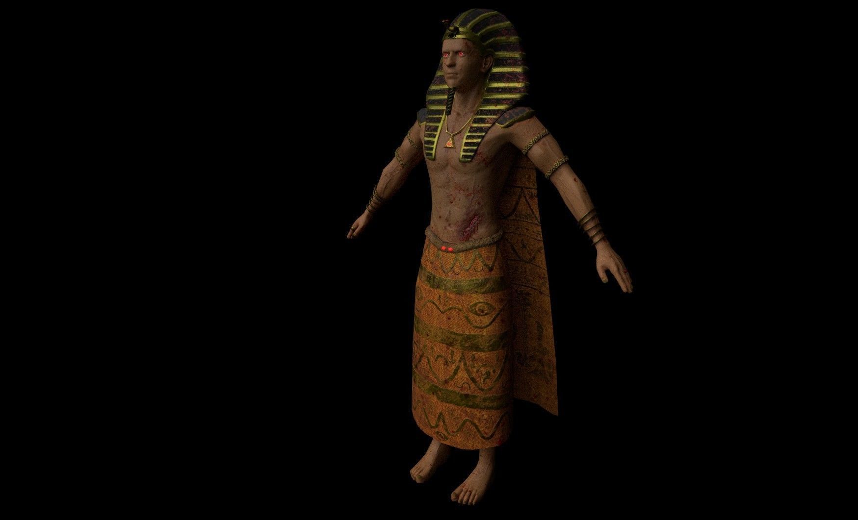 Pharaoh Entity rigged and animated Low-poly 3D model_3