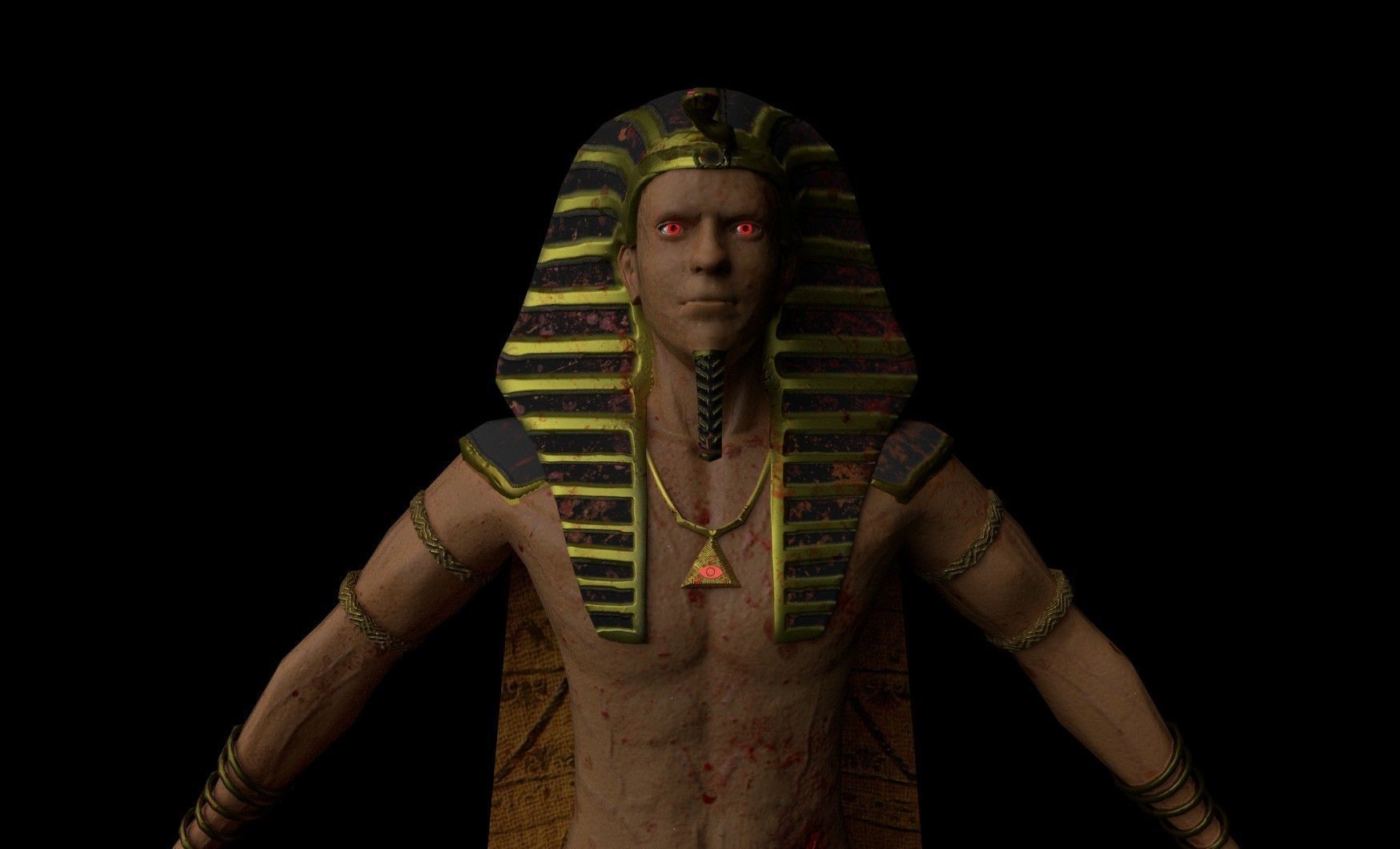 Pharaoh Entity rigged and animated Low-poly 3D model_2