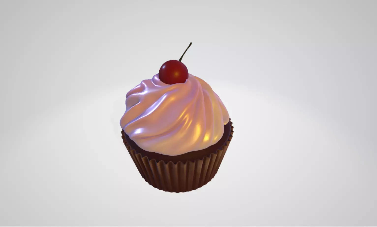 Chocolate Cup Cake with Cherry  on Top-Cake Free low-poly 3D model_0
