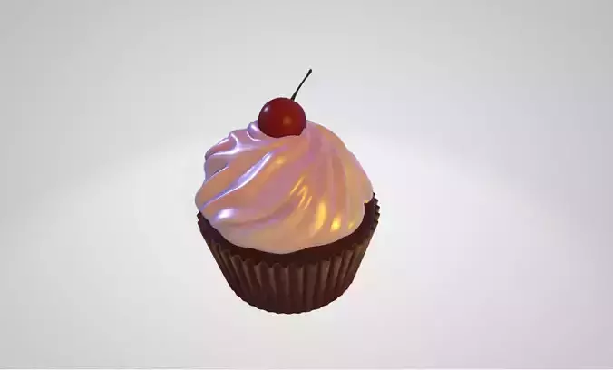 Chocolate Cup Cake with Cherry  on Top-Cake Free low-poly 3D model