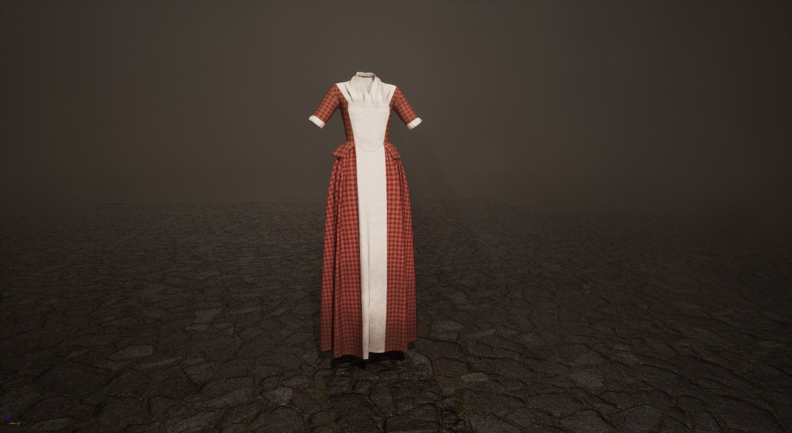 Traditional Colonial Dresses Set Low-poly 3D model_6