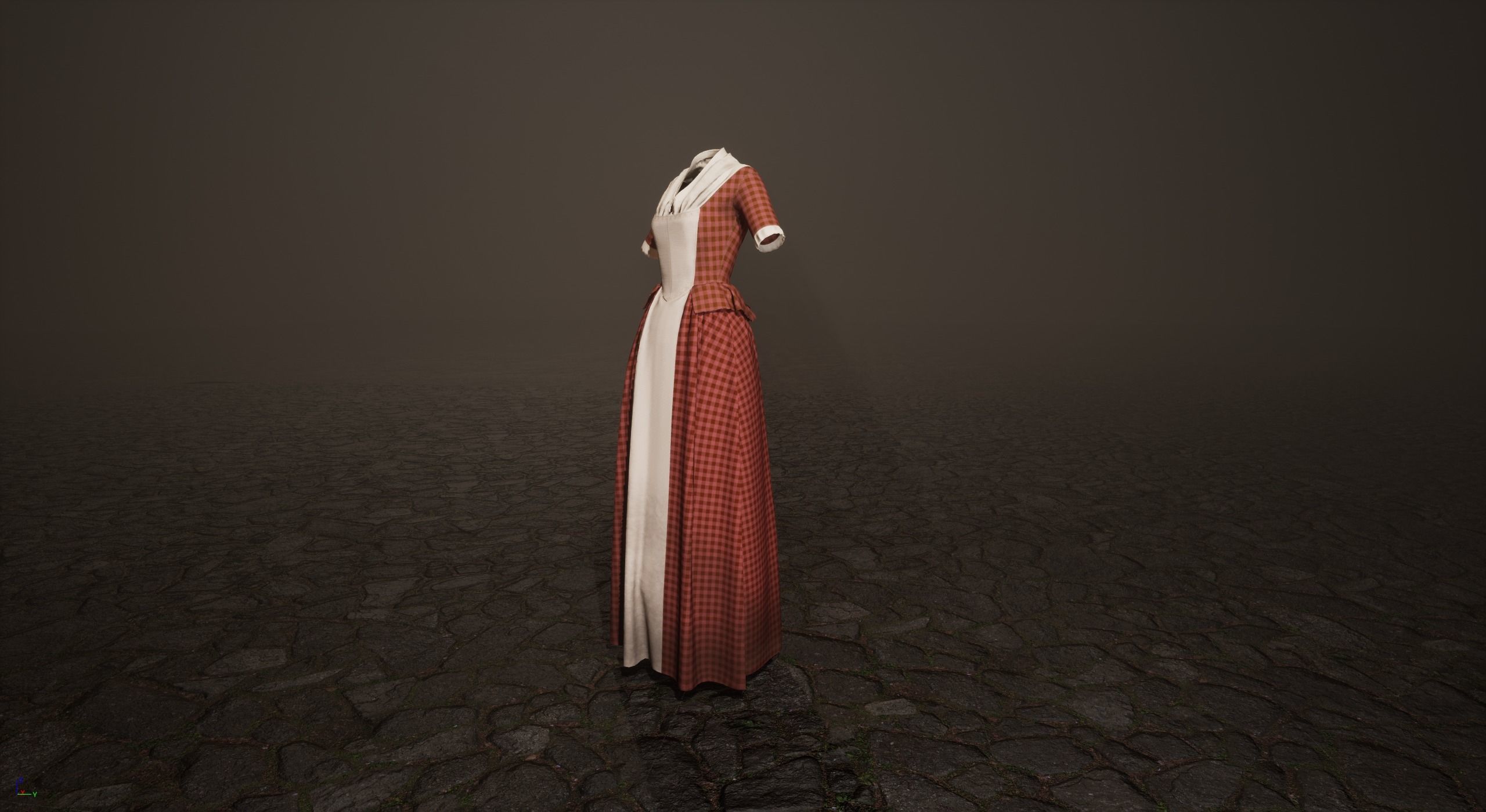 Traditional Colonial Dresses Set Low-poly 3D model_5
