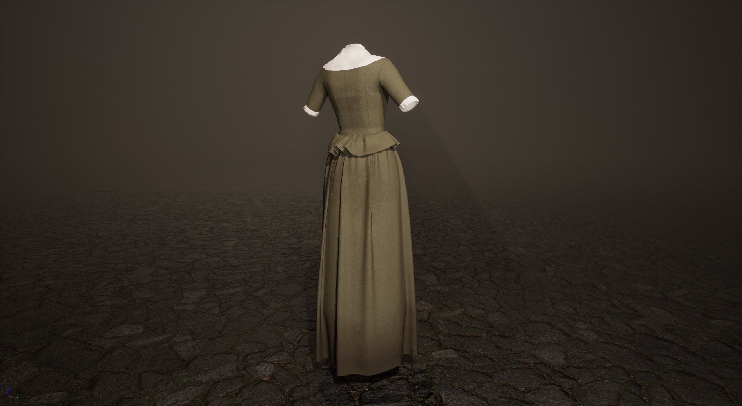 Traditional Colonial Dresses Set Low-poly 3D model_9