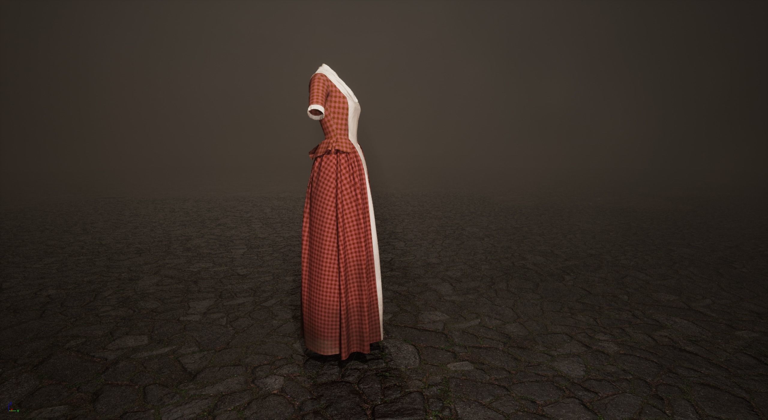 Traditional Colonial Dresses Set Low-poly 3D model_7