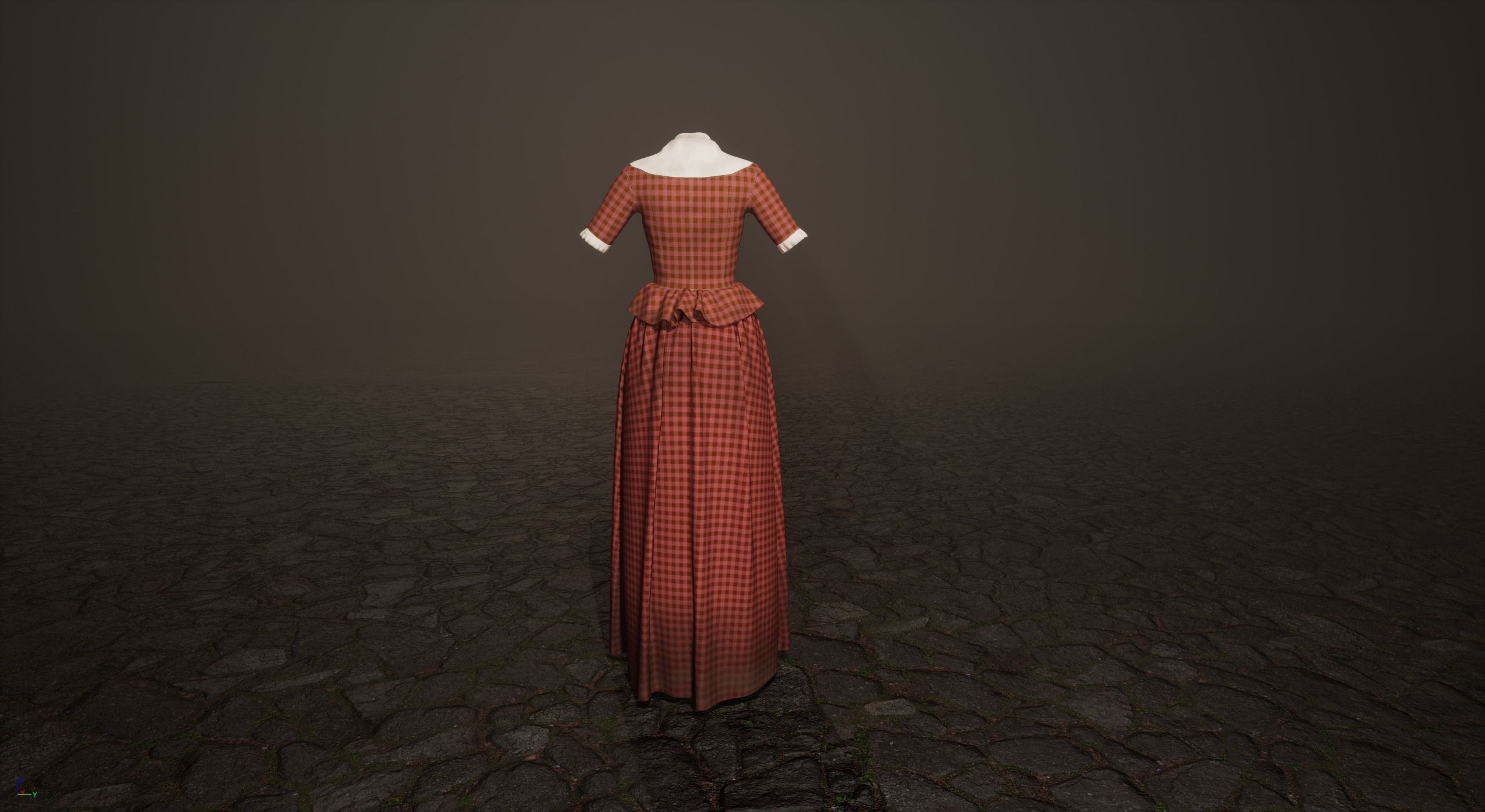 Traditional Colonial Dresses Set Low-poly 3D model_4