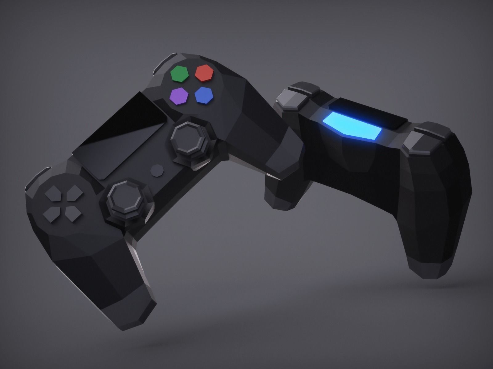 Play Station controller joystick Low-poly 3D model_4