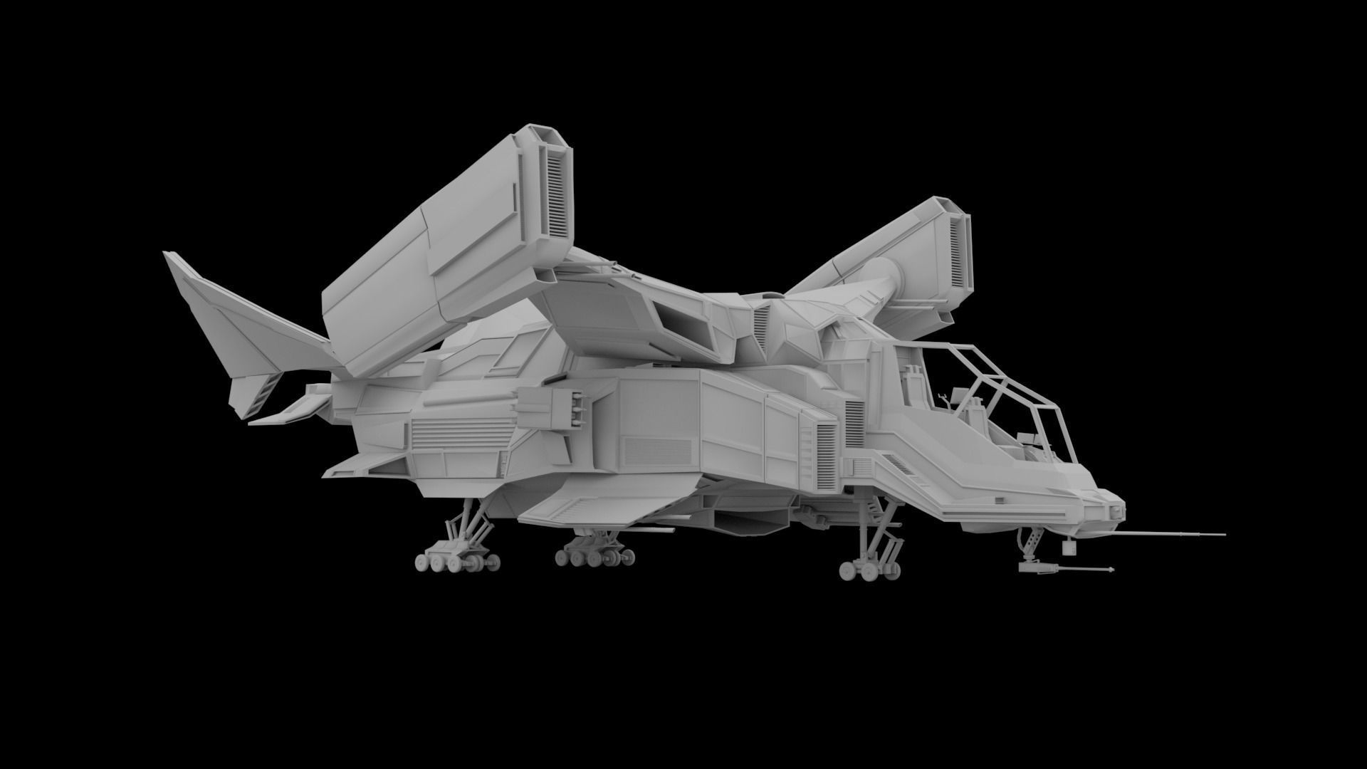 Sci Fi Spaceship - Battle Ship - 3D model_3