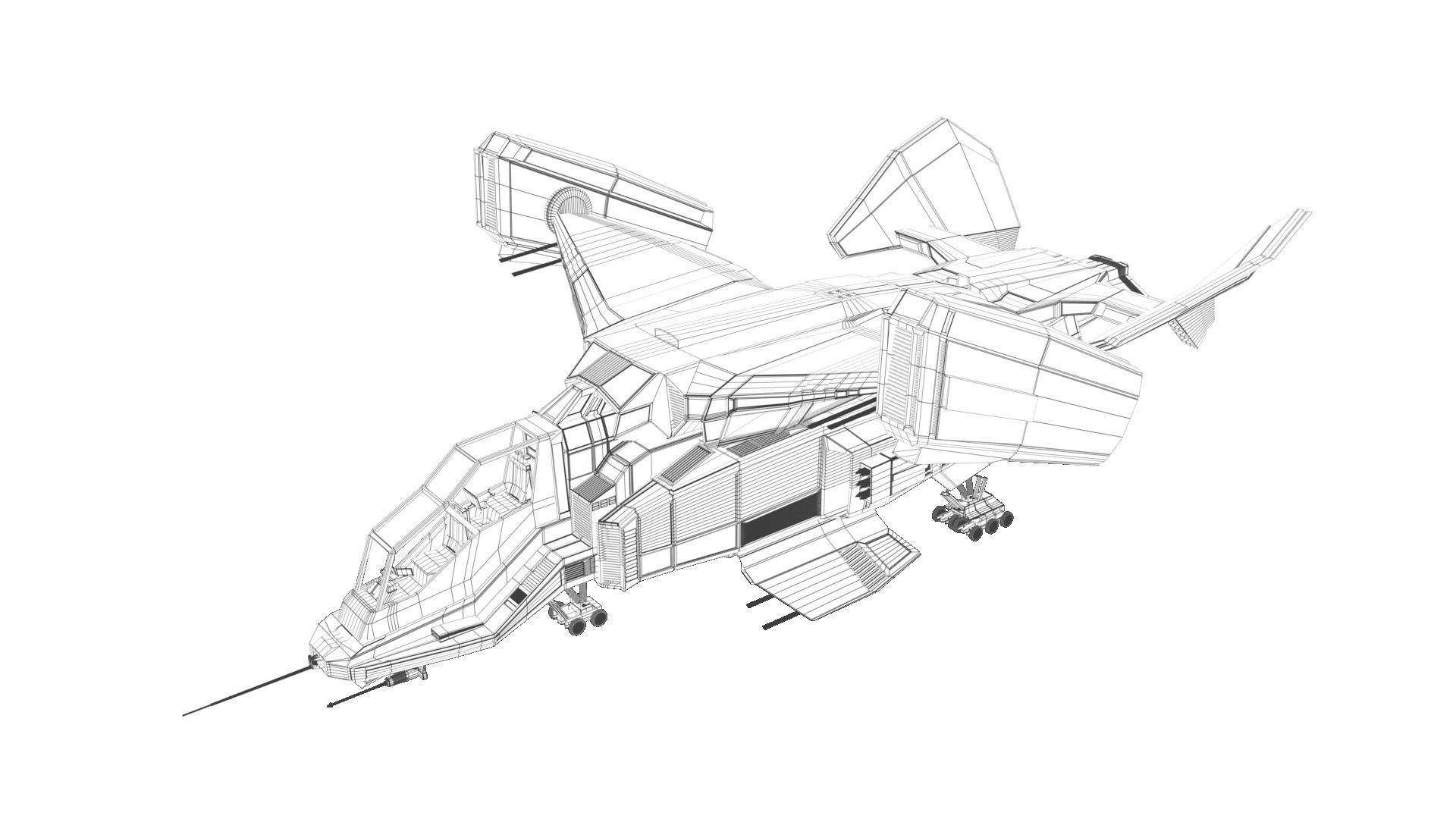 Sci Fi Spaceship - Battle Ship - 3D model_6