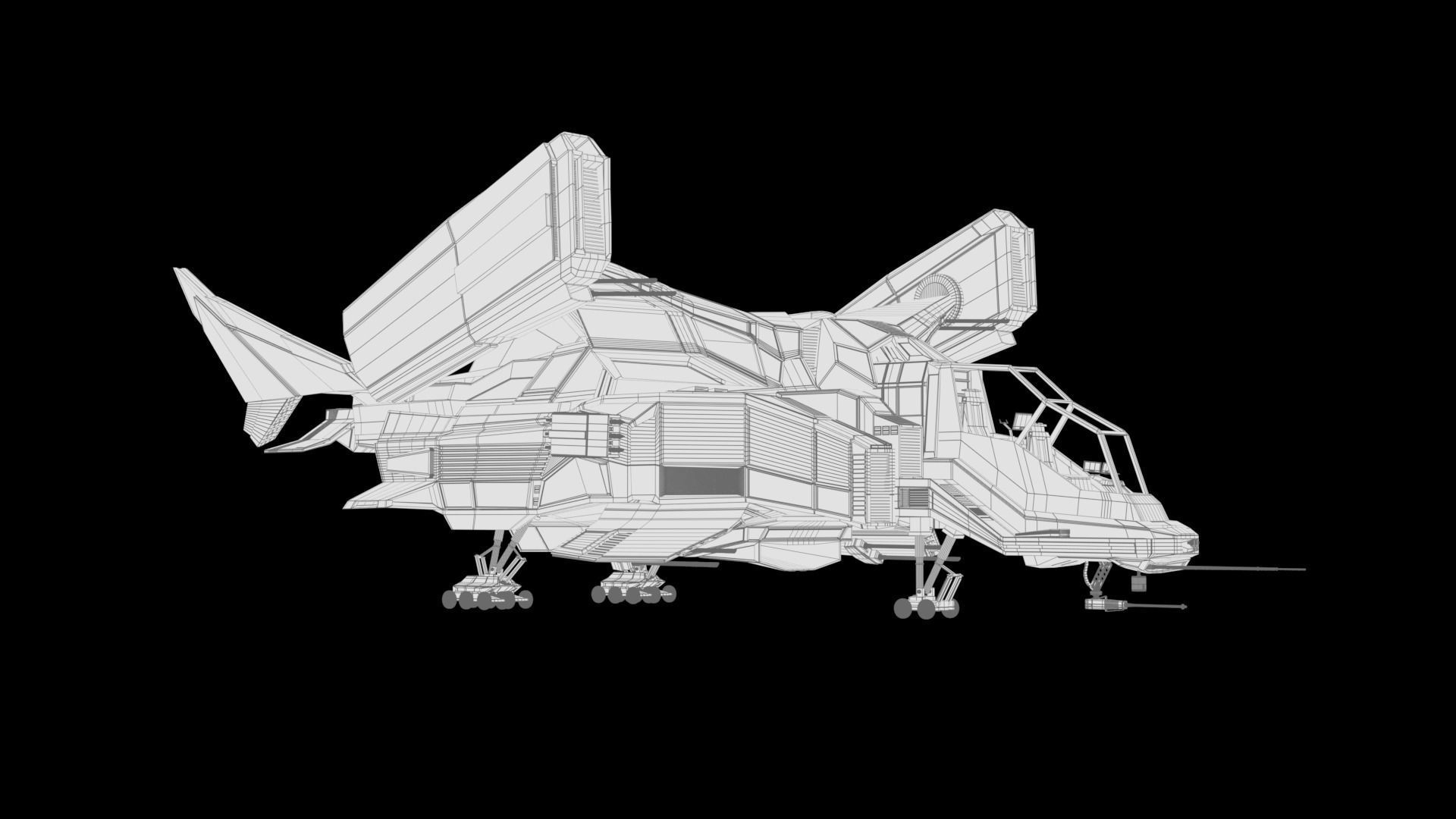 Sci Fi Spaceship - Battle Ship - 3D model_4